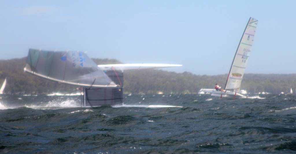 2011 A-Cat World Champion Steve Brewin pushing too hard ©  SW